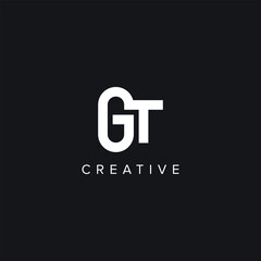 Alphabet Letters GT TG Minimal Logo Initial Based Monogram Icon Vector.
