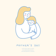 Mother's day template with mother and child illustration.