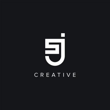 Alphabet Letters SJ JS Minimal Logo Initial Based Monogram Icon Vector