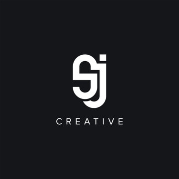 Alphabet Letters SJ JS Minimal Logo Initial Based Monogram Icon Vector