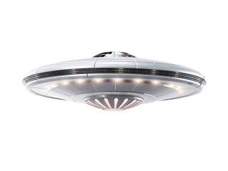 a white ufo with lights