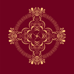  A golden peacock surrounded by intricate leaf designs in a mandala-style pattern. The peacock symbolizes beauty, grace, and wisdom, while the leaves add a natural and harmonious touch