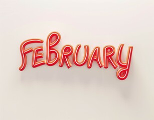 Bold orange letters spelling out "February" against a softly lit white background create a calm and focused atmosphere.