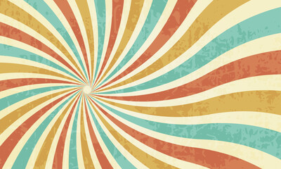 Vector Colored Retro Vintage Sunburst Lines Background