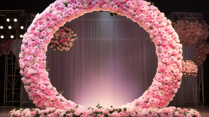 Round arch of pink roses
