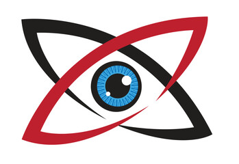 Eye with frame. Biometric tech system. Editable Clip Art.