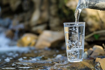 glass being filled with water from a small spring tap