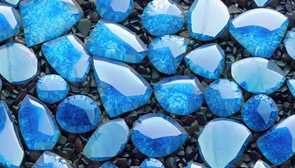 Fototapeta premium Blue gemstone fake pattern for garden decoration