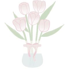 The tulips garden cute bunny