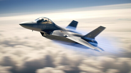 Fototapeta na wymiar Military fighter jet goes supersonic