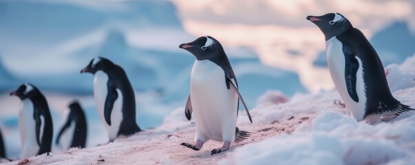 Document the unique wildlife of Antarctica, focusing on penguins, Generative AI