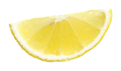 Lemon wedge isolated on white. Citrus fruit