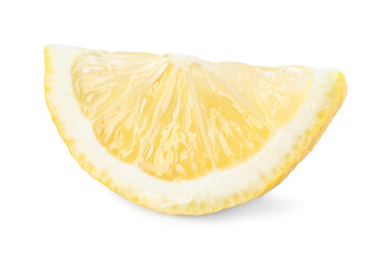 Lemon wedge isolated on white. Citrus fruit