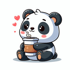 Naklejka premium Cute kawaii Panda 