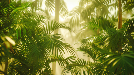 A vibrant tapestry of green, where the lushness of tropical leaves weaves a story of growth and vitality, encapsulating the essence of the jungles heart