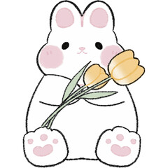 The tulips garden cute bunny