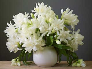white fresh tuberose flowers on a vase