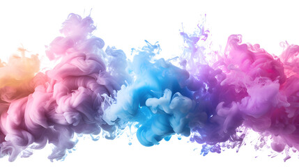 Colorful ink cloud explosion on white background