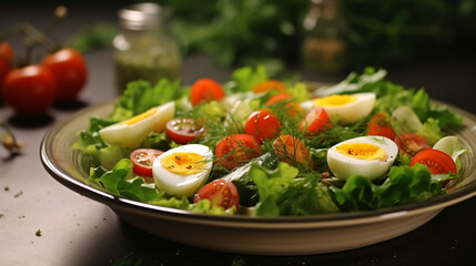 Fresh spring salad with green leaves