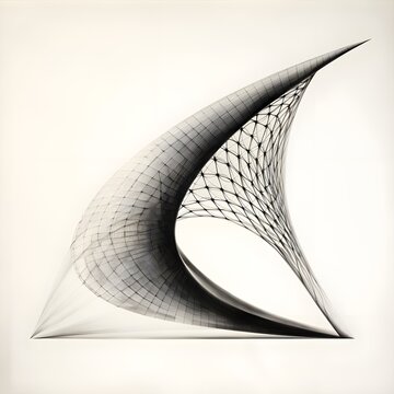 drawing of lines on a hyperbolic paraboloid in black and white.