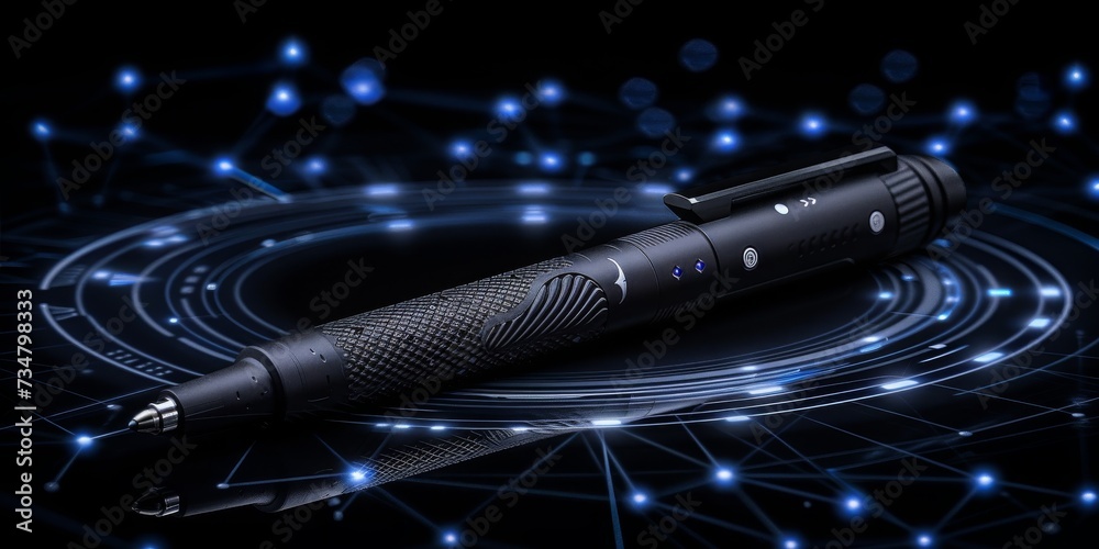 Poster a digital pen glides across a neon-lit interface, blurring the lines between technology and creativi