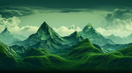 Keuken spatwand met foto Green surreal mountains © Hassan