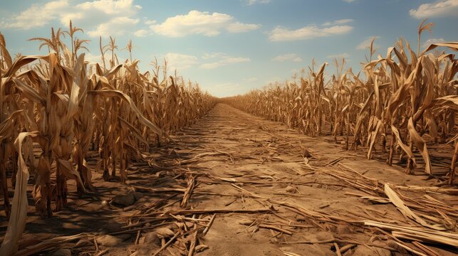 harvest dried corn field