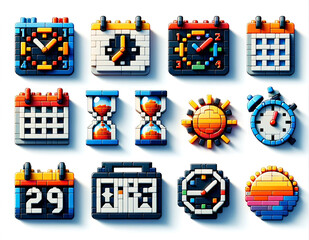 Ingenious LEGO-Inspired Timekeeping and Time Icons Transform the Concept of Hours and Minutes into Playful Art.