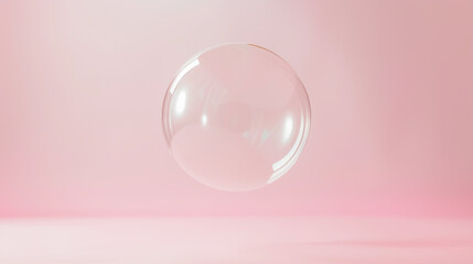 une bulle transparente sur fond rose clair