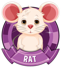 Adorable vector illustration of a smiling rat