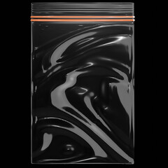 Plastic Bag Wrap PNG Texture : Wrinkled black plastic bag texture on a black background, ideal for creative and decorative design purposes.