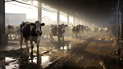 agriculture factory farm cows - obrazy, fototapety, plakaty