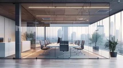 Fotobehang empty room meeting in modern office interior design © Planetz