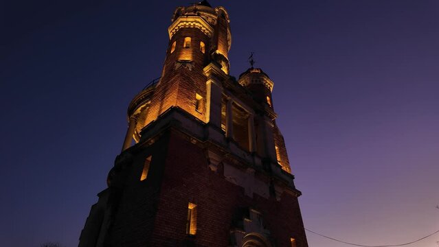 Gardos tower in Zemun municipality, city of Belgrade, Serbia, blue hour evening cityscape.