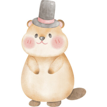 recommend clip art: groundhog day watercolor