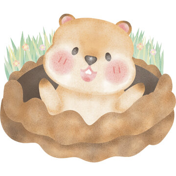 recommend clip art: groundhog day watercolor