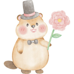 groundhog day watercolor