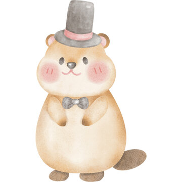 recommend clip art: groundhog day watercolor