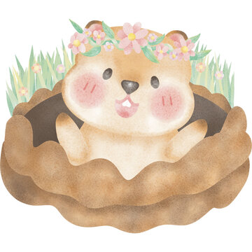 recommend clip art: groundhog day watercolor