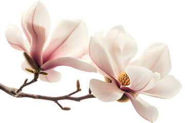 Fototapeta na wymiar Magnolia blooms with petals isolated on white background