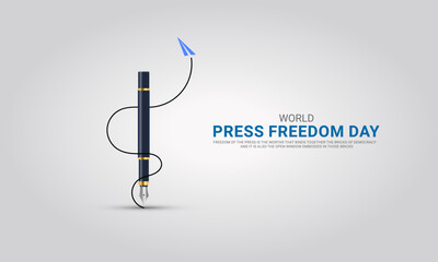 World press freedom day. World Press Day to raise awareness of the importance of freedom of the press. 3D Illustration - obrazy, fototapety, plakaty