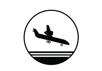 Landing of aircraft symbol. Editable Clip Art.