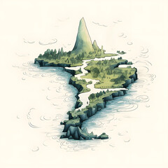 whimsical island illustration – fantasy world-making maps (generative AI)