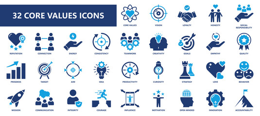 32 core values icons collections