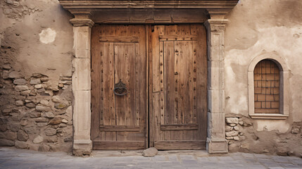 Fototapeta na wymiar Original medieval wooden door