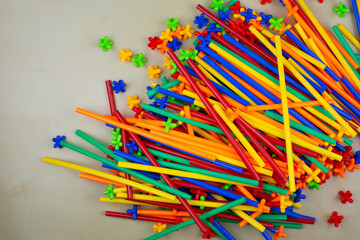 Plastic straws with special fastenings for kids