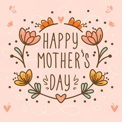 Happy Mother's Day. Cute greeting cards in pastel colors and watercolors. Outline minimalist style illustration for banner.