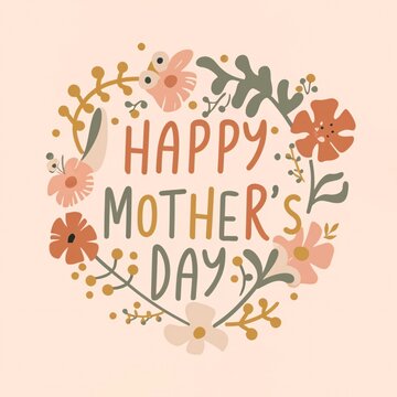 Happy Mother's Day. Cute greeting cards in pastel colors and watercolors. Outline minimalist style illustration for banner.