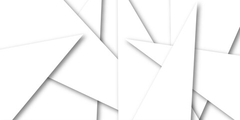 Modern abstract background is white with an old surface and white 3d lines. Geometric background with squares in bright light with soft shadows. Abstract soft white paper with triangles.
