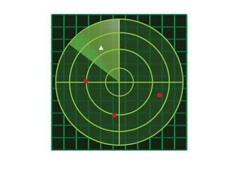 Radar system monitor in submarine or military weapon guidance system Editable Clip Art.
